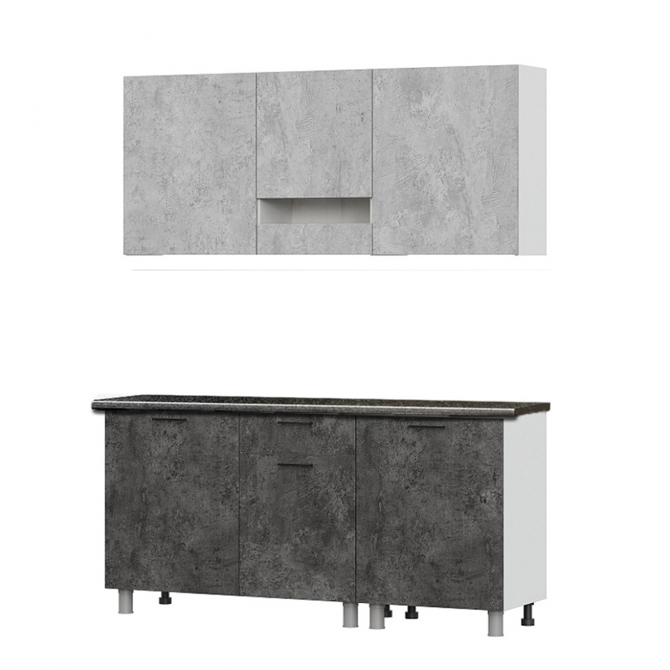 Кухня Розалия 1,7 м (со столешницей 26 мм), Цемент светлый, Цемент темный