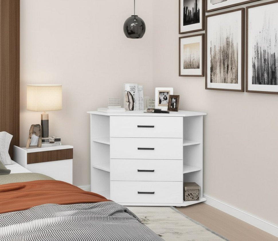 Комод угловой Катрин-7 (ТЭКС) Белый