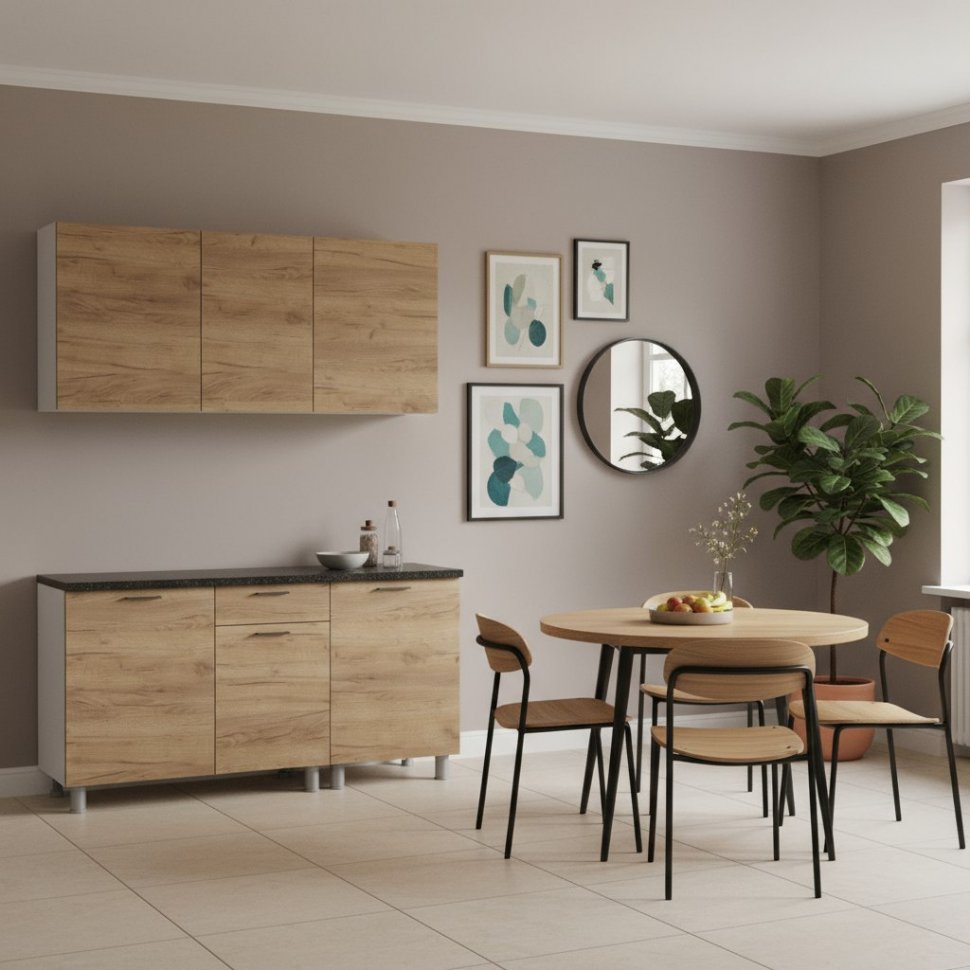 Кухонный гарнитур 1,7 м "Лаванда" Дуб Золотой (со столешницей 26 мм)