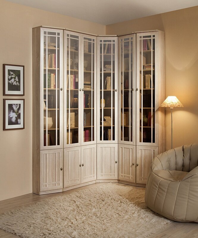 Шкаф для книг угловой Глазов-мебель Sherlock 33 (Дуб Сонома)