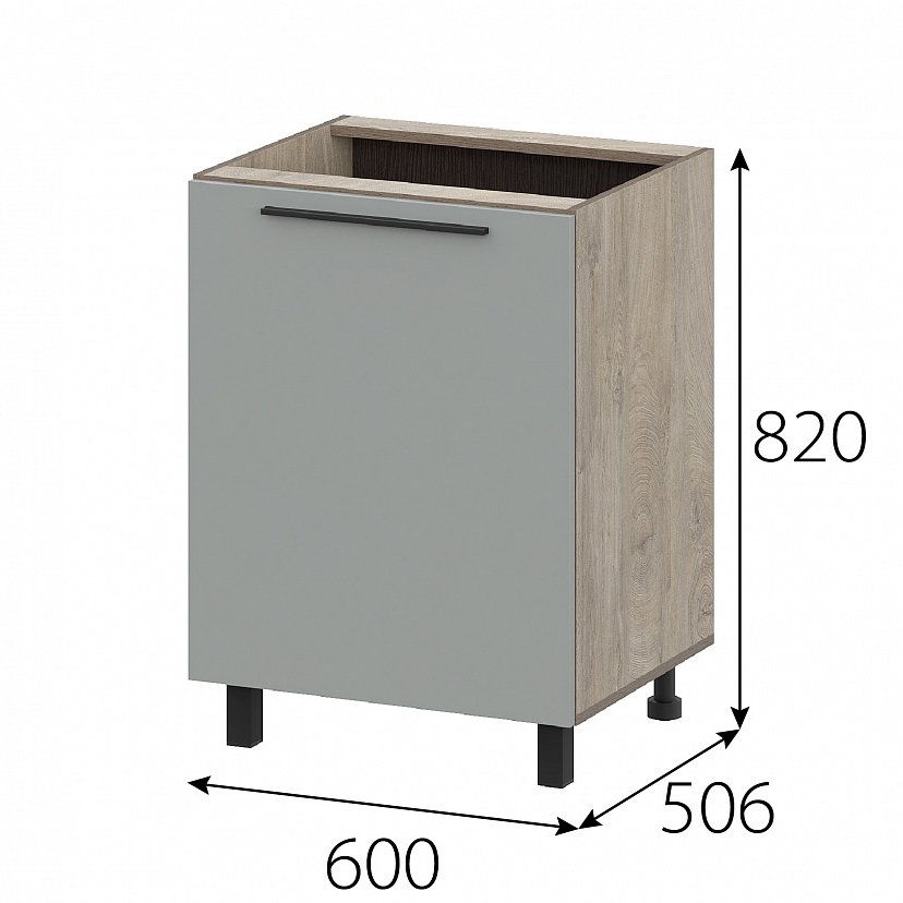 Шкаф кухонный напольный 60 см Этна 6с1 (Софт Грей)