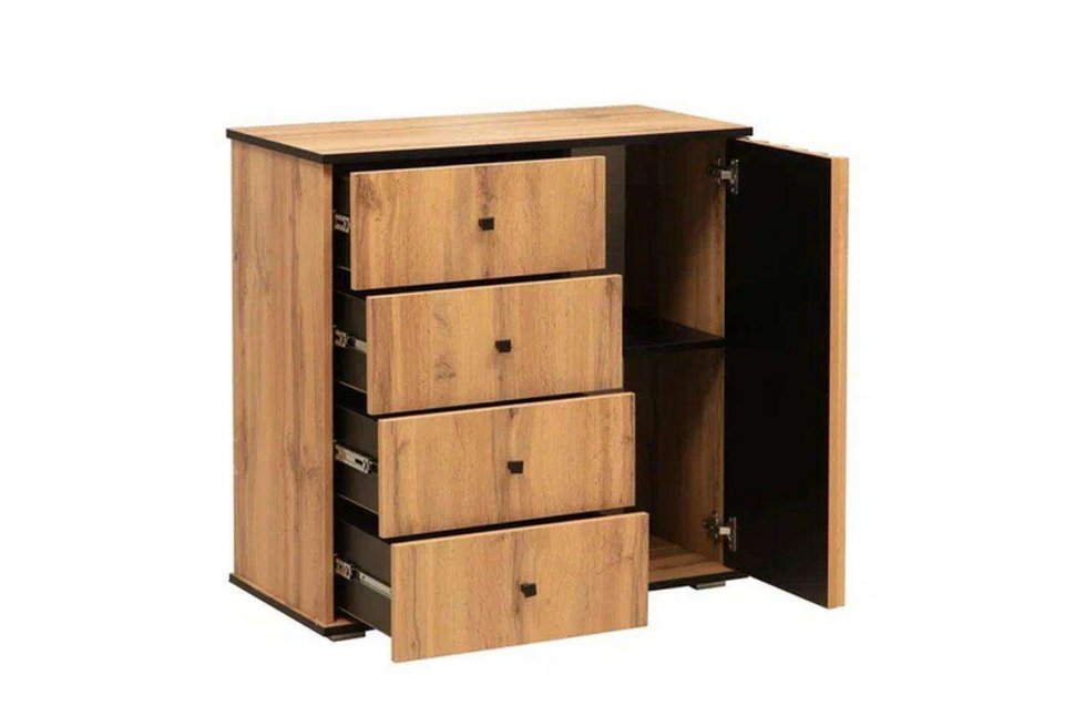 Спальня Либерти (опора h20) Дуб вотан/Черный