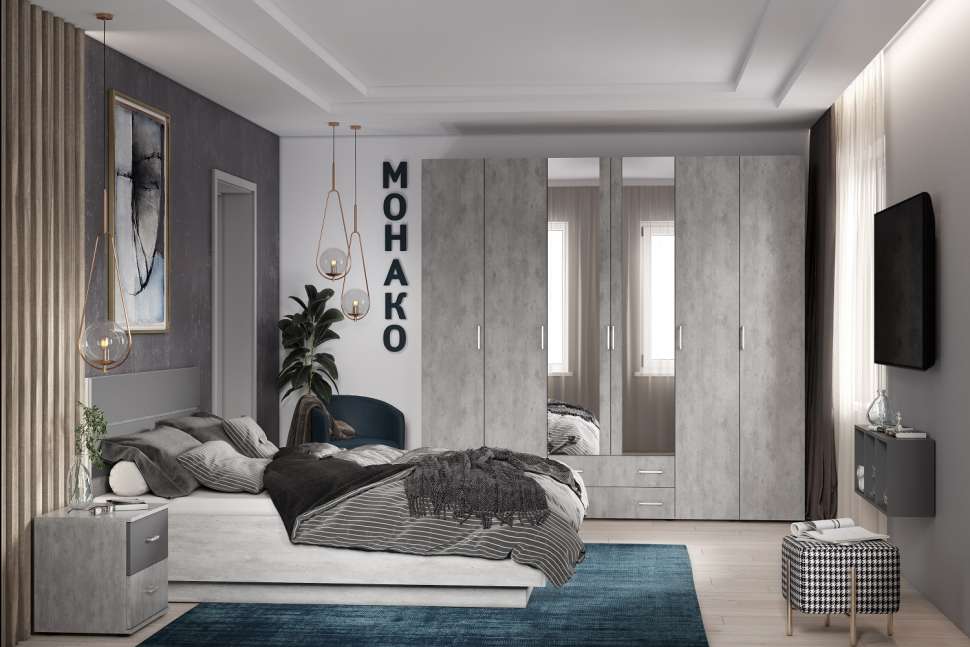 Шкаф с зеркалами Монако 555 (Глазов) Atelier светлый