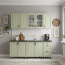 Кухонный гарнитур "Прованс" 2 м (со столешницей 26 мм)Серия 2Белый/Фисташковый текстурный/Черный