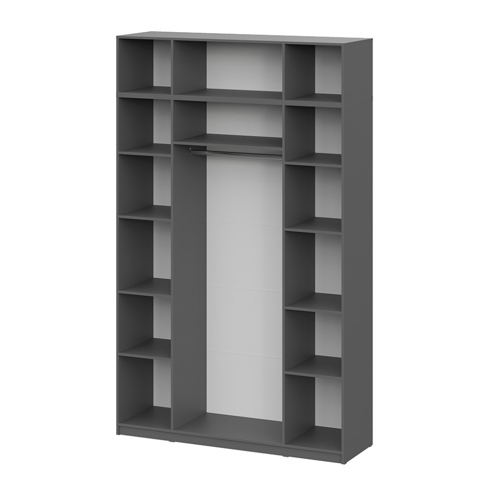 Шкаф с антресолью (9 полок + штанга) ШК 5 (1600), Графит