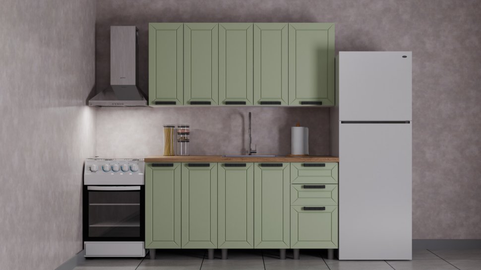 Кухня Аленушка 1,6м Лилия Фиcташка/Фисташка,скоба черный,сонома