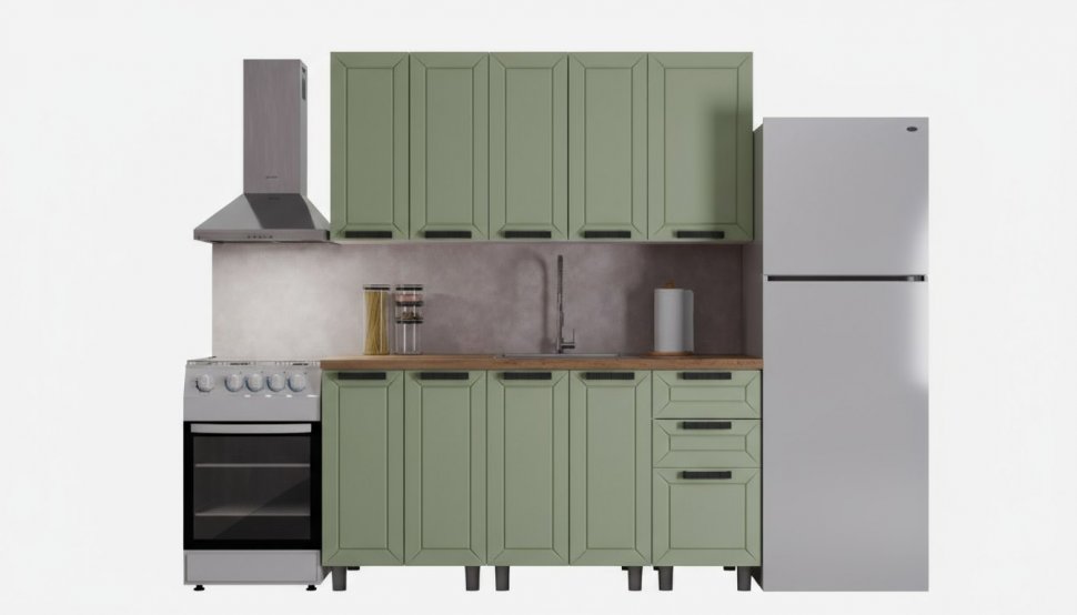 Кухня Аленушка 1,6м Лилия Фиcташка/Фисташка,скоба черный,сонома