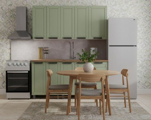 Кухня Аленушка 1,6м Лилия Фиcташка/Фисташка,скоба черный,сонома