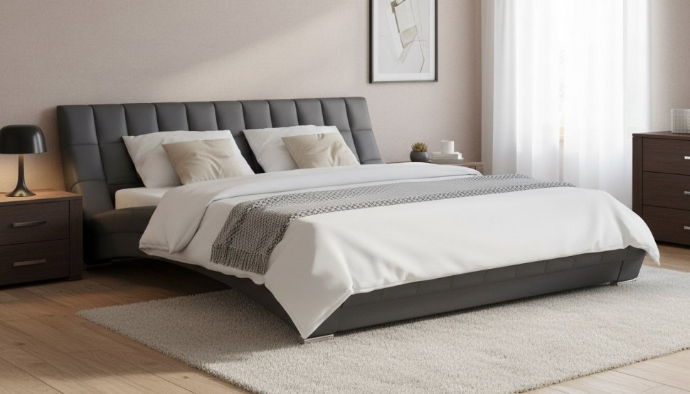 Оливия кровать 180 Марика 485 серый
