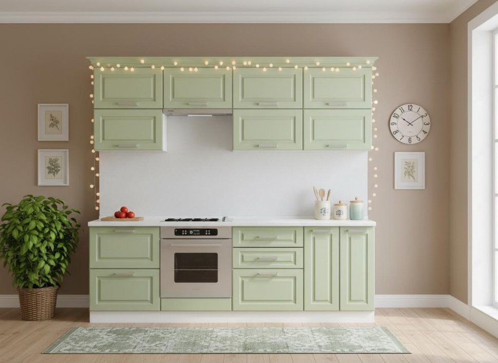 Кухня Вокс комплект 7 Белый / Фисташка