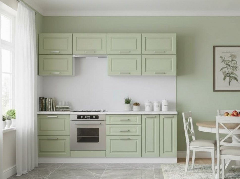 Кухня Вокс комплект 7 Белый / Фисташка