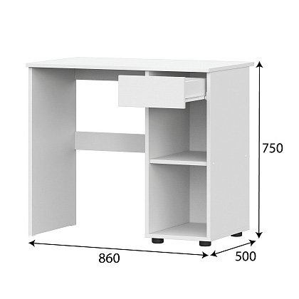 Стол письменный с ящиком Токио (Арника) Белый текстурный