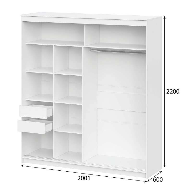 Шкаф-купе 2000 Токио (Арника) ШКП-3 Белый текстурный