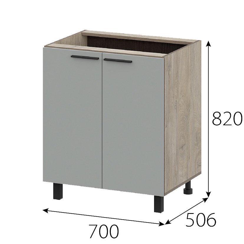 Шкаф кухонный напольный 70 см Этна 7с17с2 (Софт Грей)
