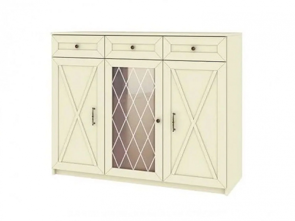 Бэль Комод широкий со стеклом / Слоновая кость