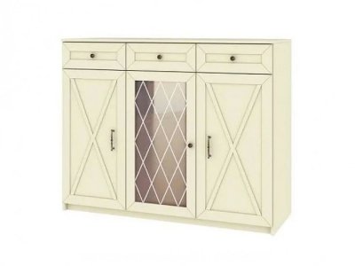 Бэль Комод широкий со стеклом / Слоновая кость