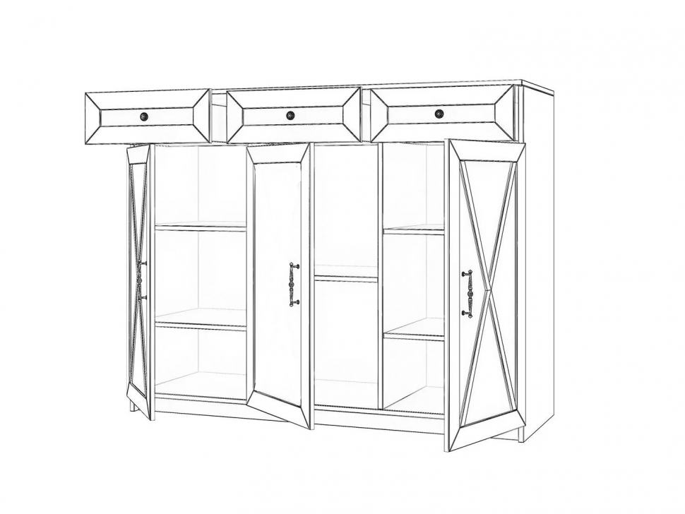 Бэль Комод широкий со стеклом / Слоновая кость