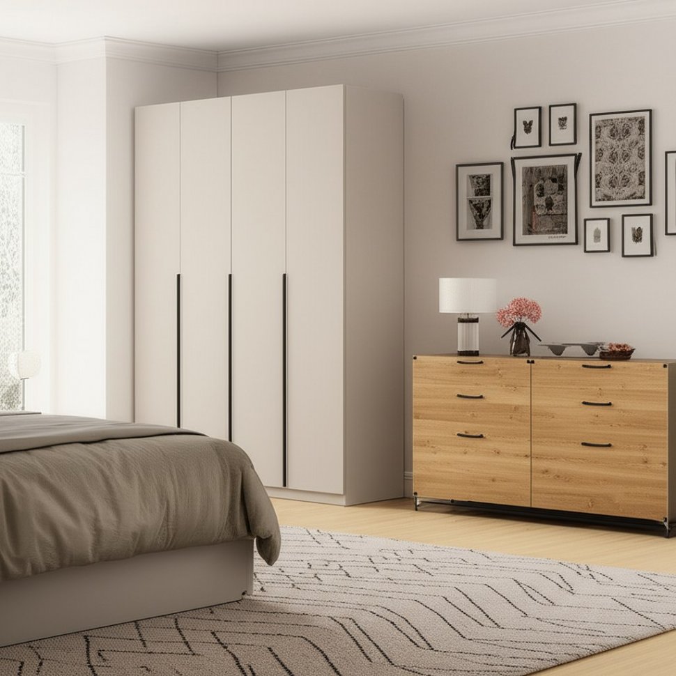 Шкаф распашной с наполнением (13 полок + 2 ящика) ШК 5 (1600), Меланж