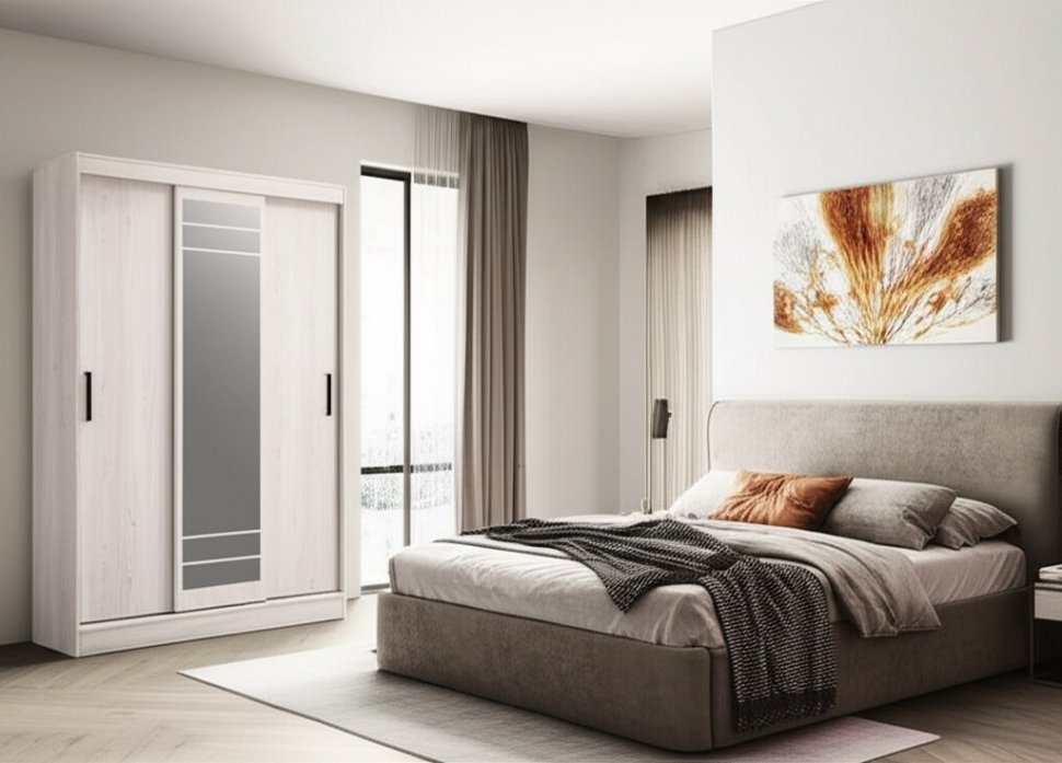 Шкаф-купе Тео ШКК-02 (Мебелони) Ясень белый