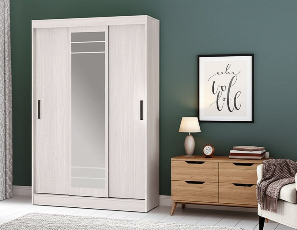 Шкаф-купе Тео ШКК-02 (Мебелони) Ясень белый