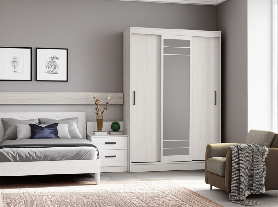 Шкаф-купе Тео ШКК-02 (Мебелони) Ясень белый