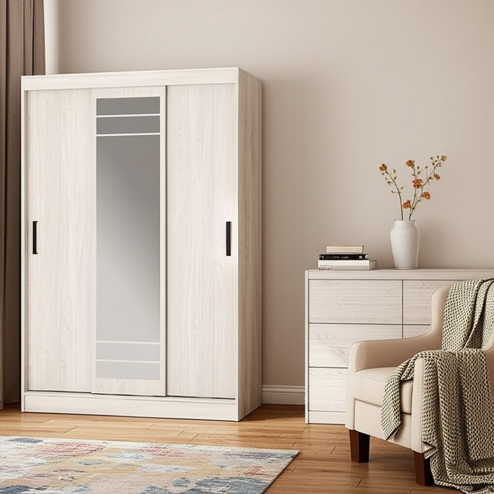 Шкаф-купе Тео ШКК-02 (Мебелони) Ясень белый