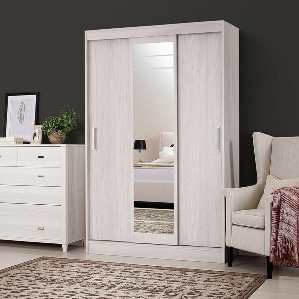 Шкаф-купе Тео ШКК-02 (Мебелони) Ясень белый