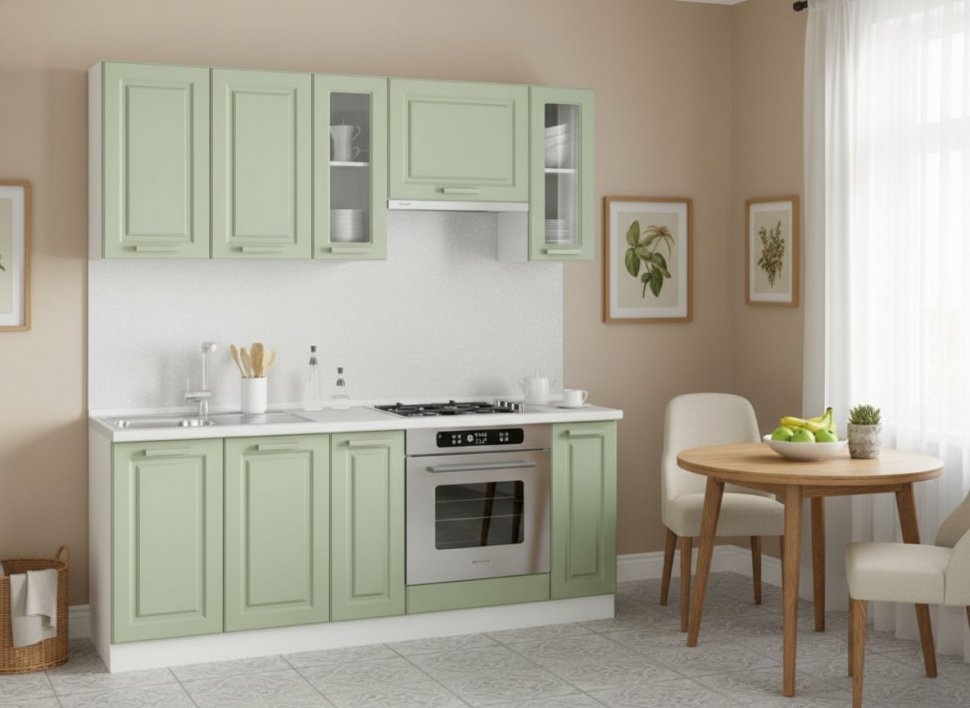 Кухня Вокс комплект 6 Белый / Фисташка