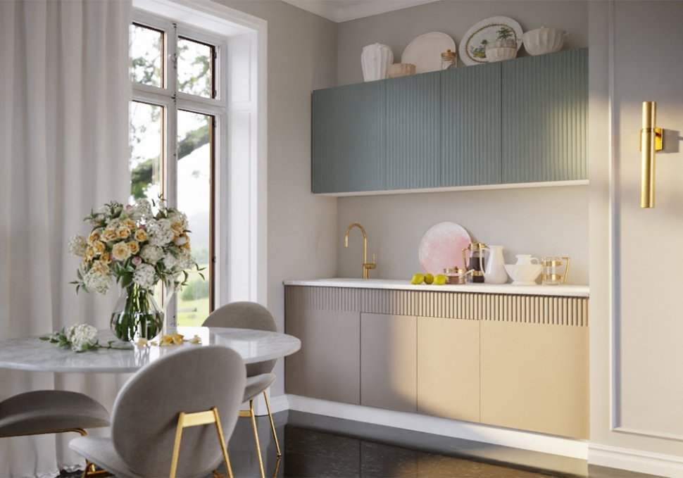 Кухня Оливия 2.0 (МИФ) Шарли бриз / Шарли мокко