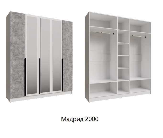 Шкаф Мадрид 2000 с зеркалами (ТЭКС) Ателье светлое 
