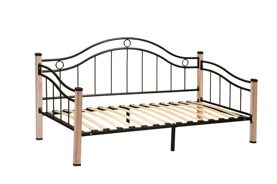 Кровать Скарлетт с ортопедическим основание Дуб Сонома/Черный