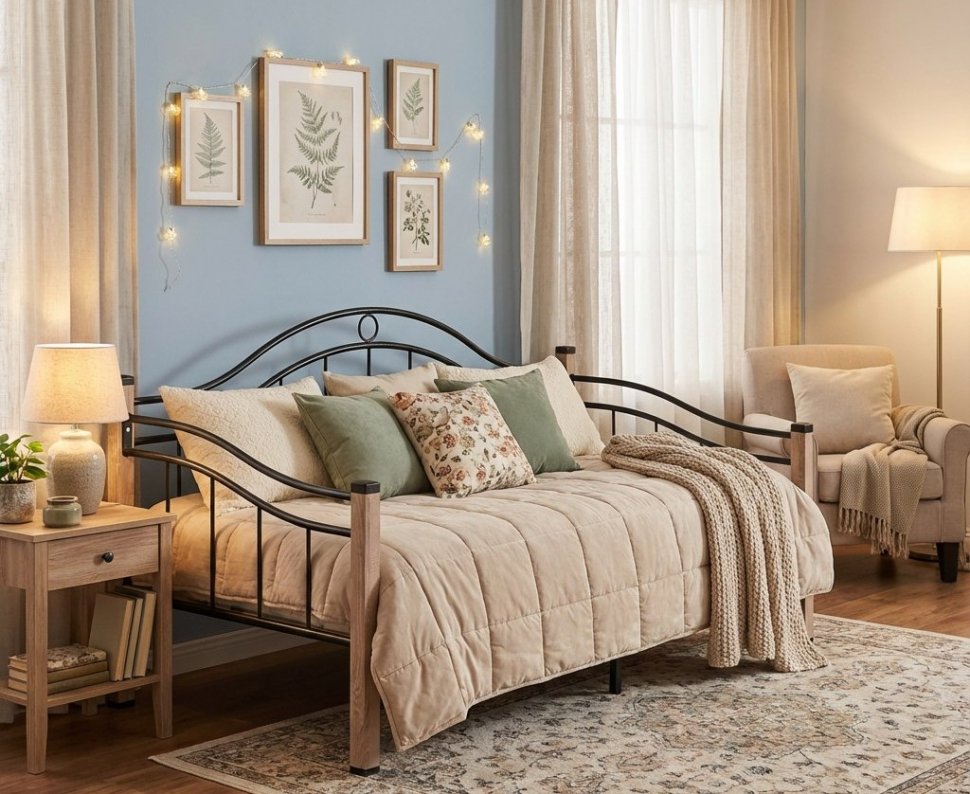 Кровать Скарлетт с ортопедическим основание Дуб Сонома/Черный