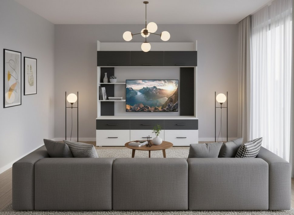 Сити 30 шкаф для ТВА Белая Аляска / Черный