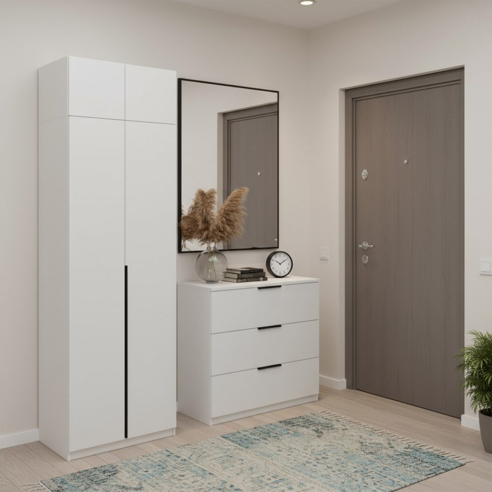 Шкаф с антресолью (полка + штанга) ШК 5 (800), Белый