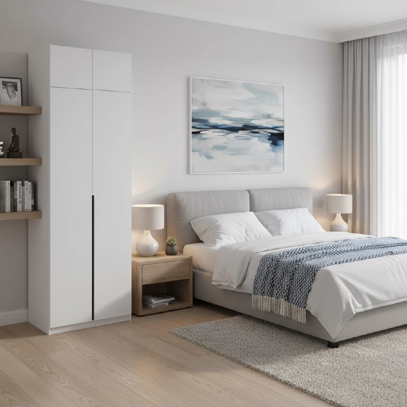 Шкаф с антресолью (полка + штанга) ШК 5 (800), Белый