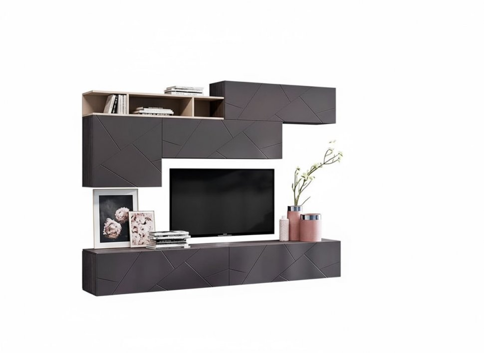 Гостиная Summit комплектация 4 Ясень анкор тёмный/софт графит/капучино