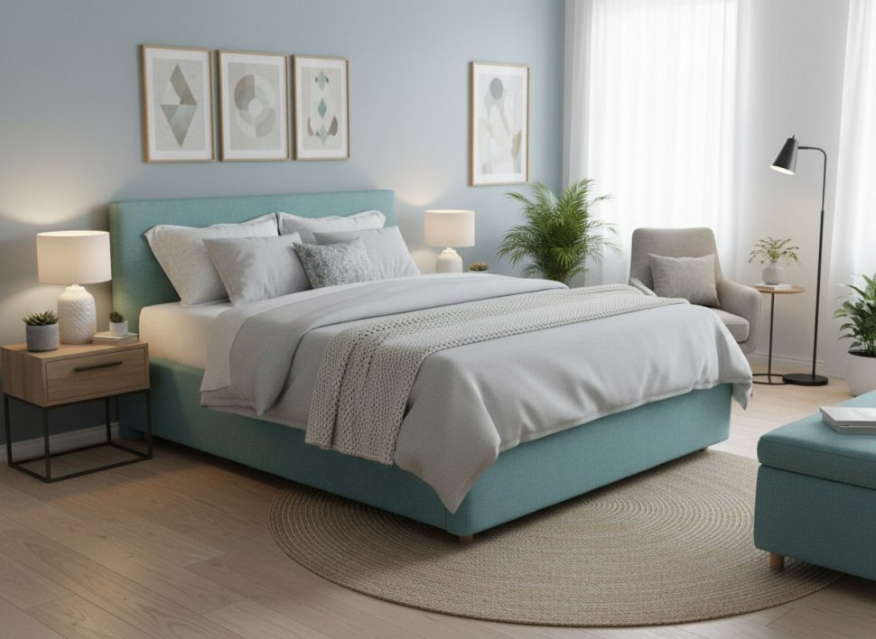 Кровать Nova 1800 с основанием / бирюза №21