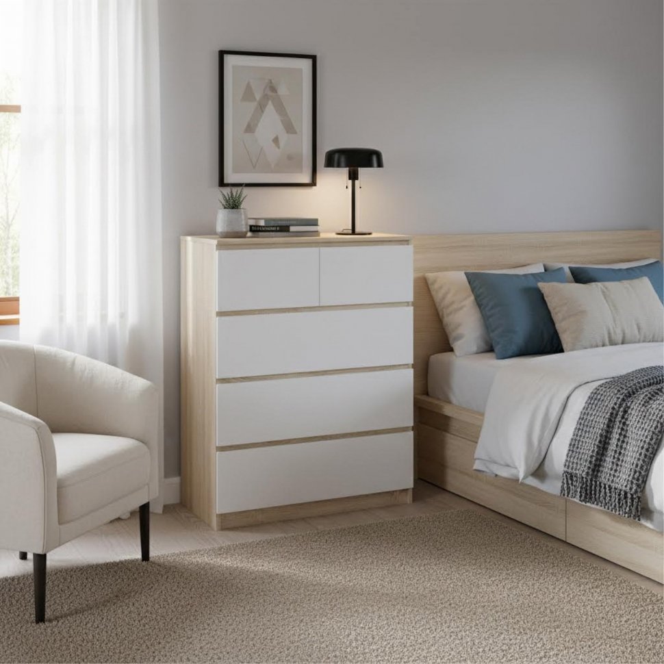 Комод Т-5Р Дуб Сонома/Белый