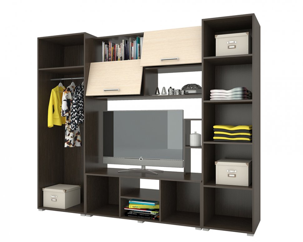 Стенка для гостиной Флора-2 (Горизонт) Венге / Дуб молочный