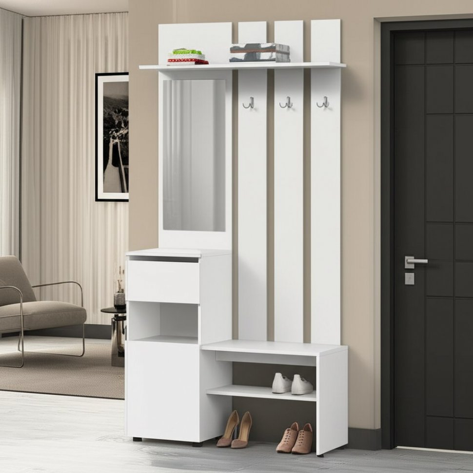 Мини-прихожая Токио (Арника) Белый текстурный