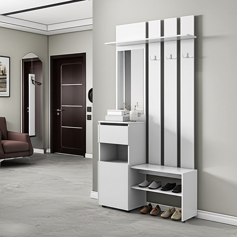 Мини-прихожая Токио (Арника) Белый текстурный