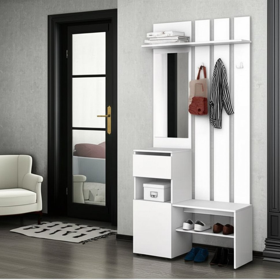 Мини-прихожая Токио (Арника) Белый текстурный