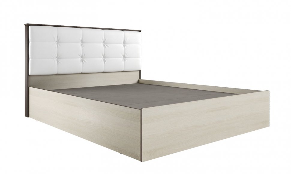 Кровать 160х200 Лирика ЛК-2 с настилом из ДСП (Экокожа милк) ТЭКС