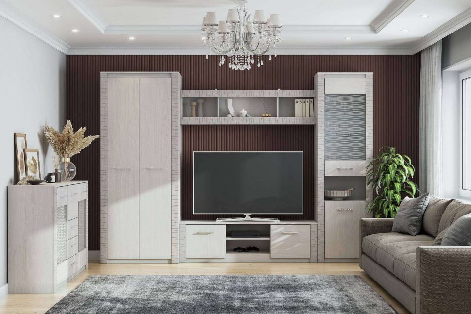 Полка навесная 1600 Гамма (SV-Мебель) Ясень Анкор светлый