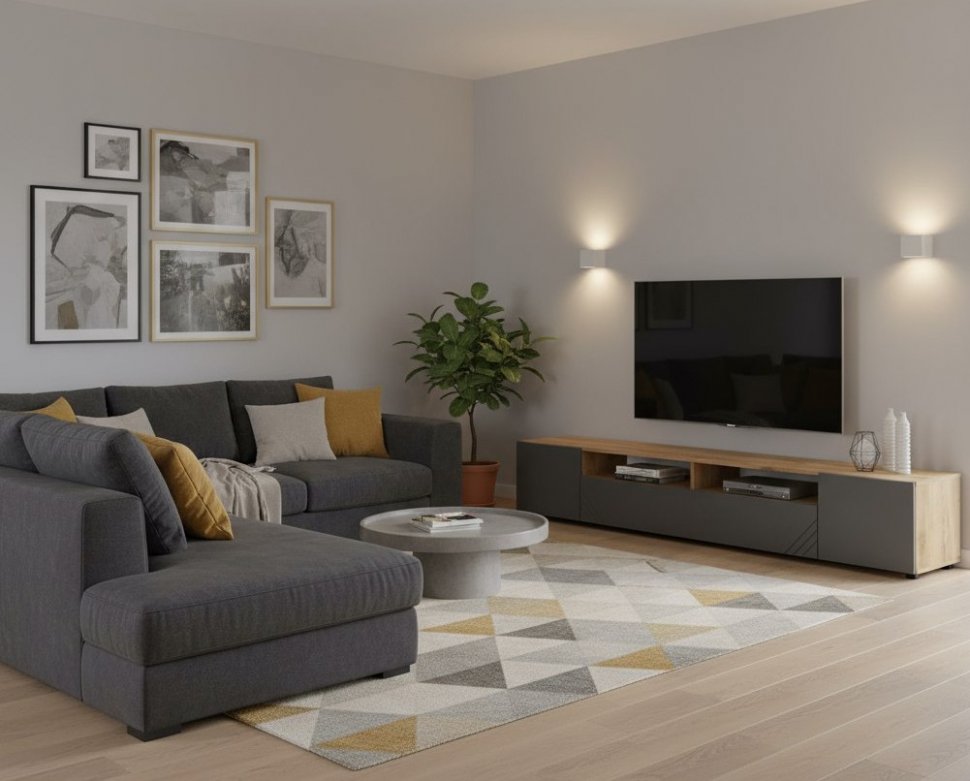 Тумба для ТВ Байкал, Дуб золотой, Графит