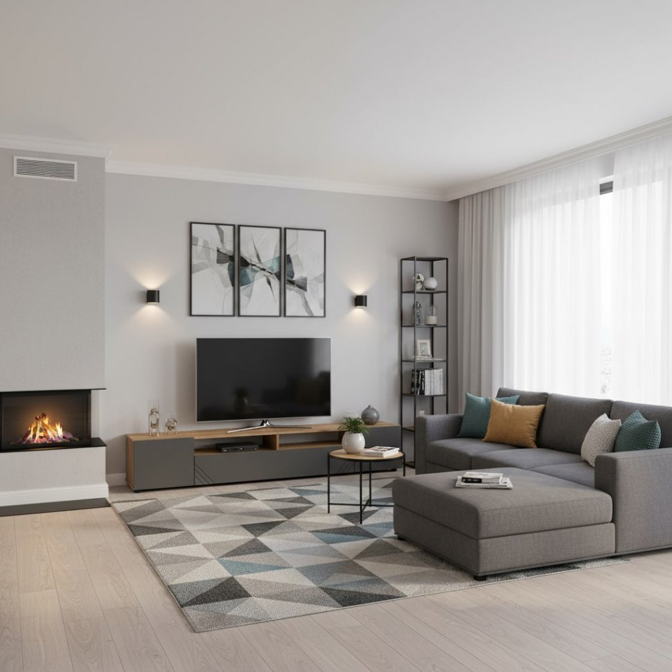 Тумба для ТВ Байкал, Дуб золотой, Графит