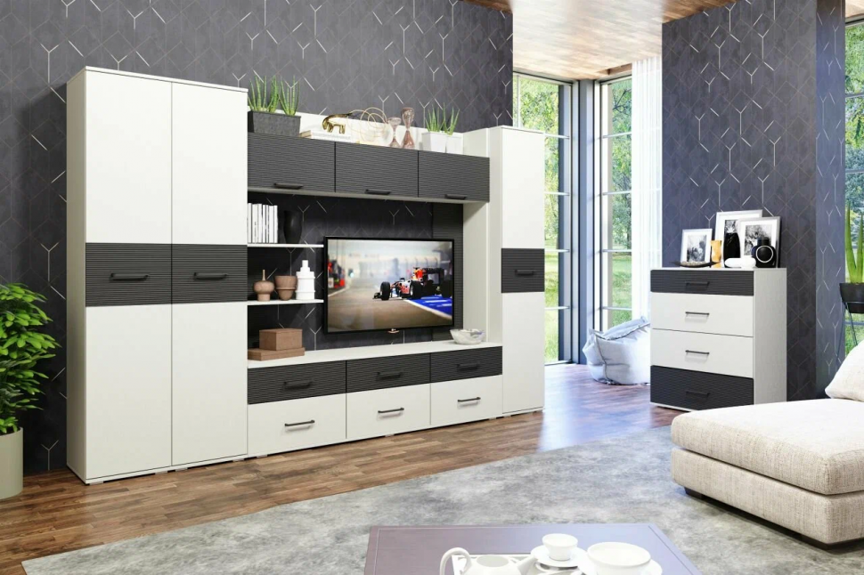 Сити 31 шкаф Белая Аляска / Черный