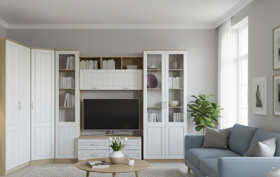 Гостиная Оливия 3 Дуб Сонома/белое дерево