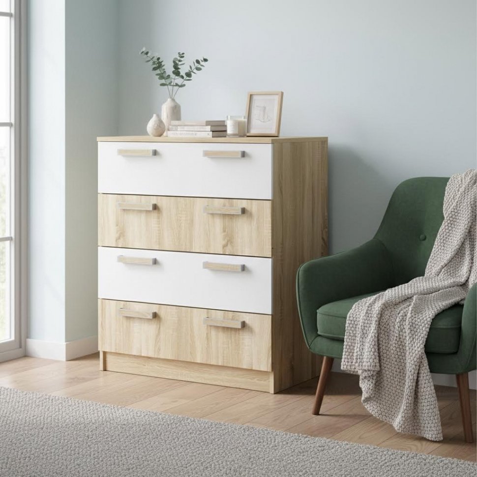 НМ 013.71-01 комод Фанк дуб сонома/белый