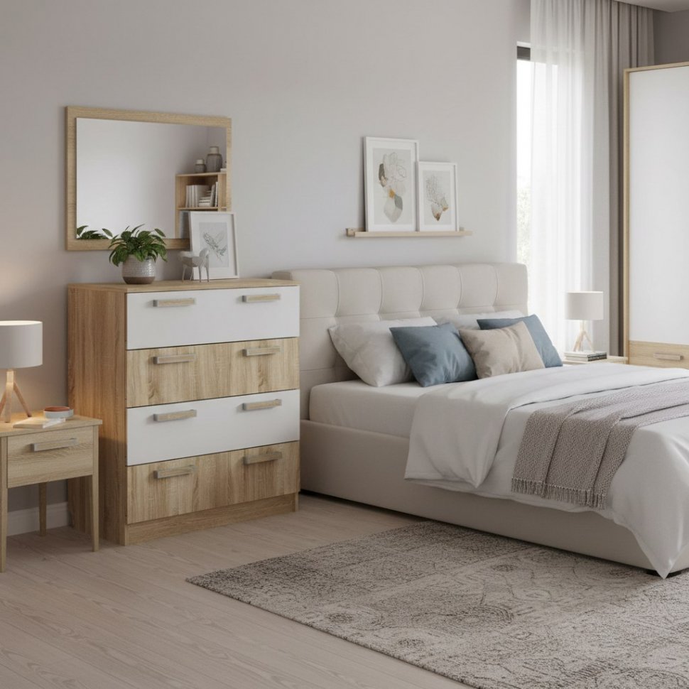 НМ 013.71-01 комод Фанк дуб сонома/белый